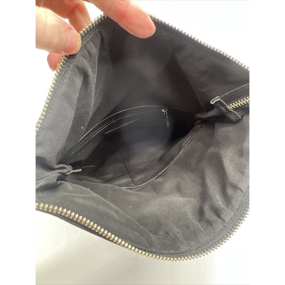 Express Black￼ Purse Folds To Clutch Shoulder Bag Silver Chain Zipper Magnet - Picture 6 of 8